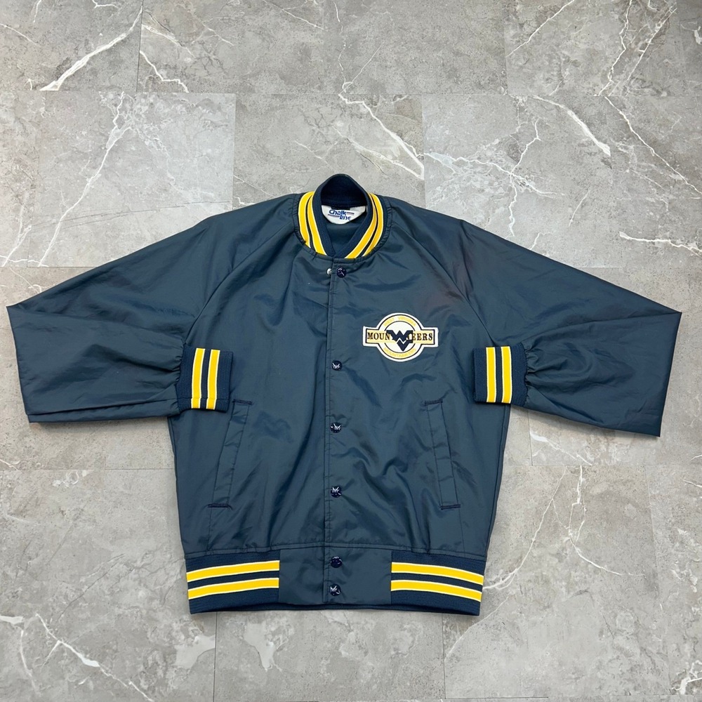 Vintage West Virginia  Mountaineers Jacket Mens Small Windbreaker Coat Patch